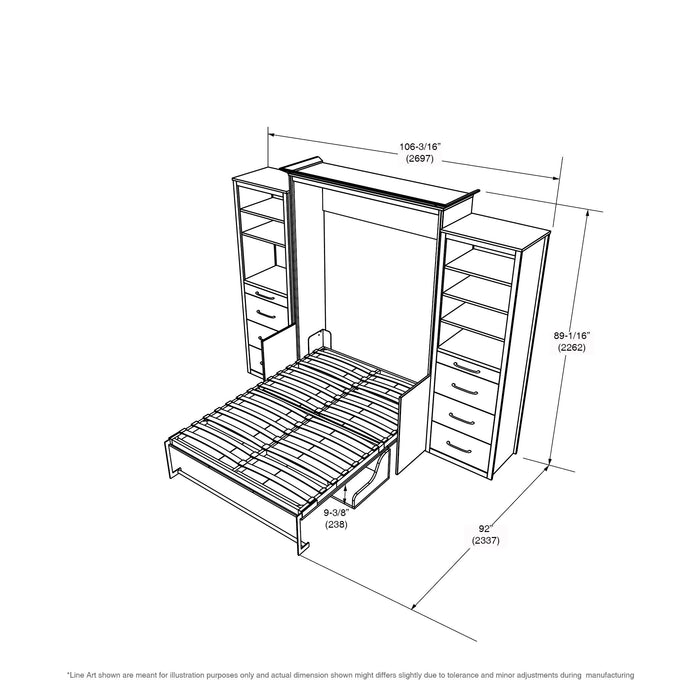 Alegra Full Wall Bed with Desk and 2 Storage Towers